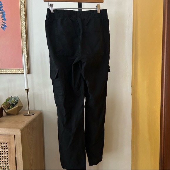 GAP Twill‎ Cargo Pants Black Joggers Elastic Waist Stretch Cotton Lyocell Size S - Picture 5 of 7
